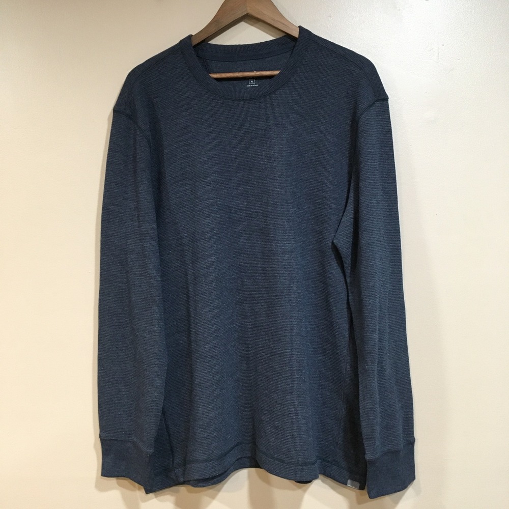 Eddie Bauer Waffle Knit Thermal Crewneck Shirt‎ Mens XL Navy Blue Outdoor Casual